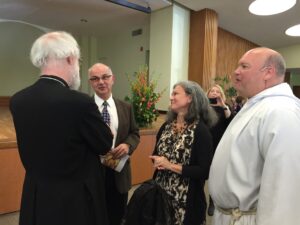 Steve and Kathy with Rowan Williams